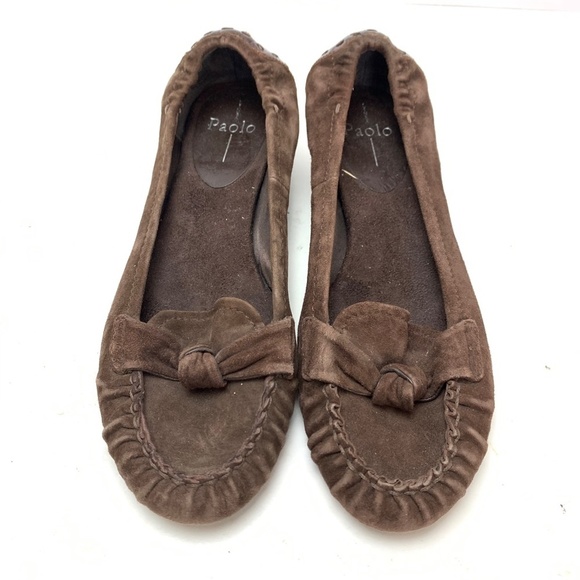 LINEA PAOLO Brown Suede Leather Kitten Heels 9.5 - Picture 5 of 16